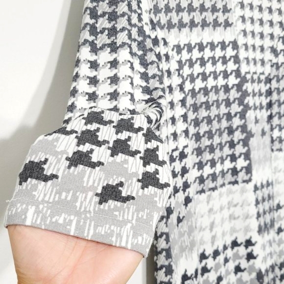 Venus Knit Sheath Dress Knit Houndstooth Print Black White Midi Stretch Business - Picture 2 of 8